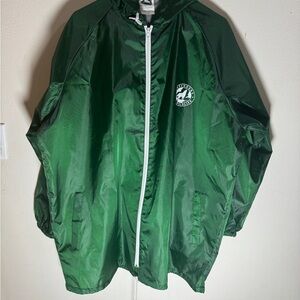 Defenders of Wild Life Mens Green Packable Hooded Windbreaker Jacket One Size